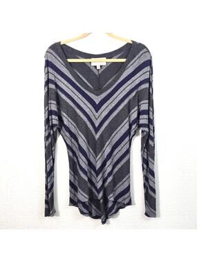 Philosophy Knit Top Size S Chevron Summer Lightweight Relaxed Gray Blue